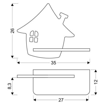 LED Detské nástenné svietidlo s poličkou HOUSE LED/4W/230V zelená/drevo, FSC certifikované