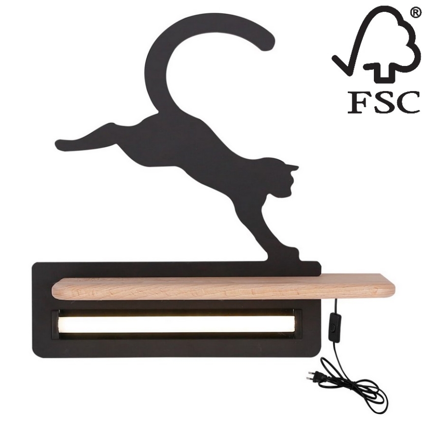 LED Detské nástenné svietidlo s poličkou JUMPING CAT LED/5W/230V, 