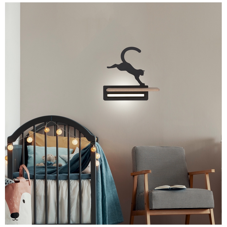 LED Detské nástenné svietidlo s poličkou JUMPING CAT LED/5W/230V, 