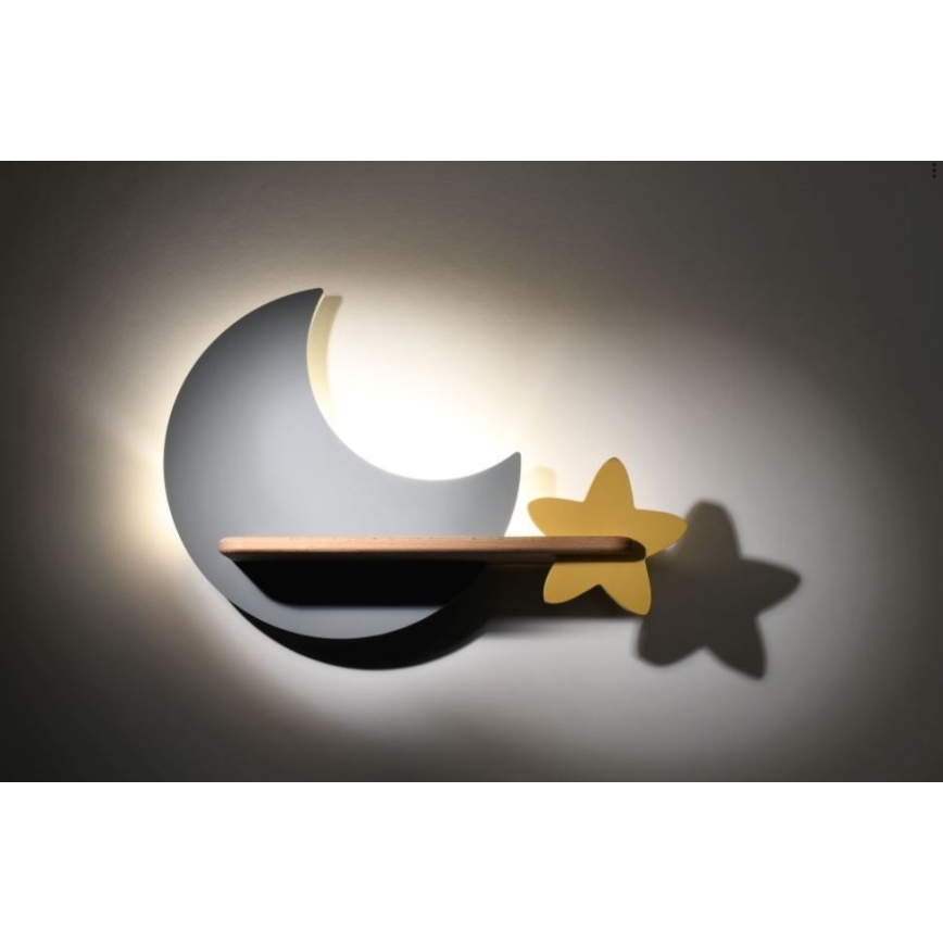 LED Detské nástenné svietidlo s poličkou MOON LED/5W/230V, 