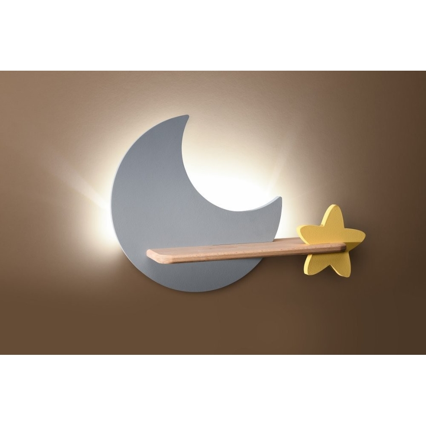 LED Detské nástenné svietidlo s poličkou MOON LED/5W/230V, 