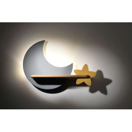 LED Detské nástenné svietidlo s poličkou MOON LED/5W/230V, 