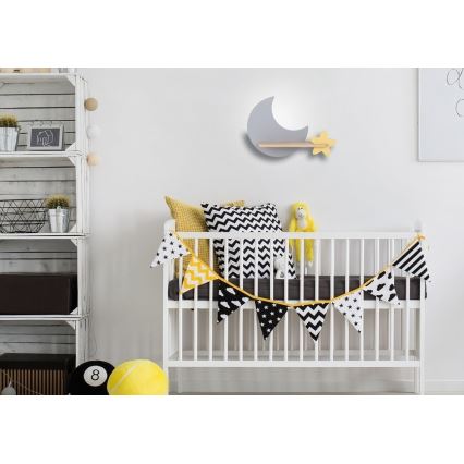 LED Detské nástenné svietidlo s poličkou MOON LED/5W/230V, 