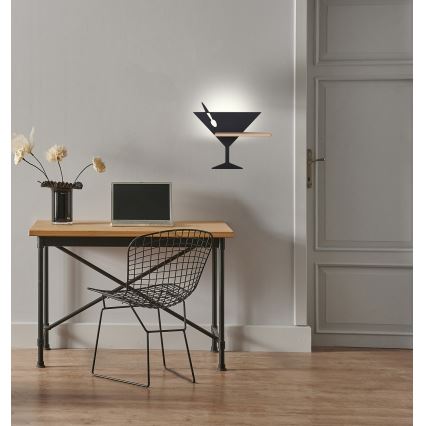 LED Detské nástenné svietidlo s poličkou PICCOLO LED/4W/230V čierna/dřevo, 