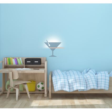 LED Detské nástenné svietidlo s poličkou PICCOLO LED/4W/230V modrá/dřevo, 