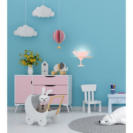 LED Detské nástenné svietidlo s poličkou PICCOLO LED/4W/230V ružová/dřevo, 