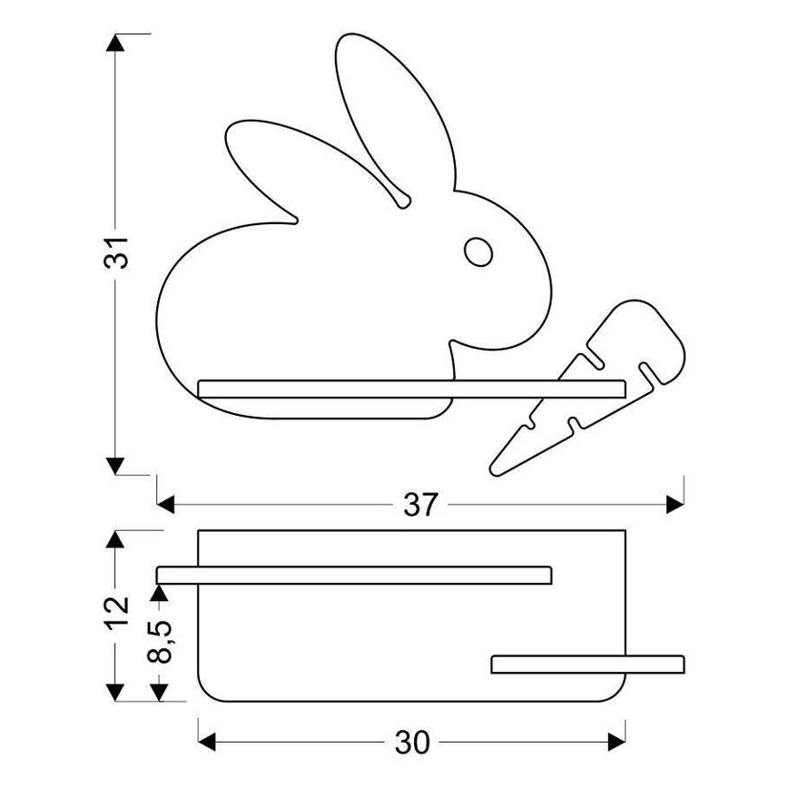LED Detské nástenné svietidlo s poličkou RABBIT LED/4W/230V šedá/biela/dřevo, 