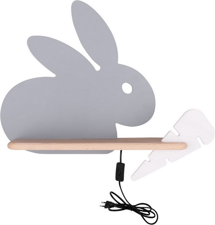 LED Detské nástenné svietidlo s poličkou RABBIT LED/4W/230V šedá/biela/dřevo, 