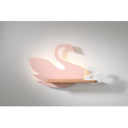 LED Detské nástenné svietidlo s poličkou SWAN LED/5W/230V, FSC certifikované