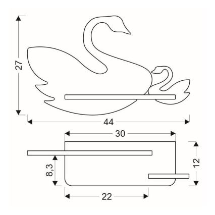 LED Detské nástenné svietidlo s poličkou SWAN LED/5W/230V, FSC certifikované