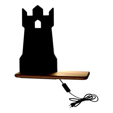 LED Detské nástenné svietidlo s poličkou TOWER LED/4W/230V čierna/dřevo, 