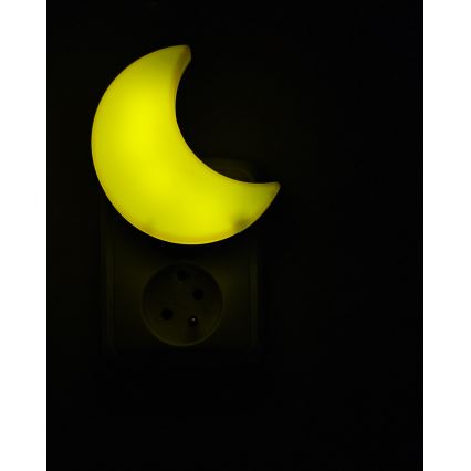 LED Detské nočné svetlo so senzorom súmraku LED/0,5W/230V mesiačik