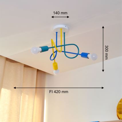 LED Detský prisadený luster OXFORD 3xE27/15W/230V