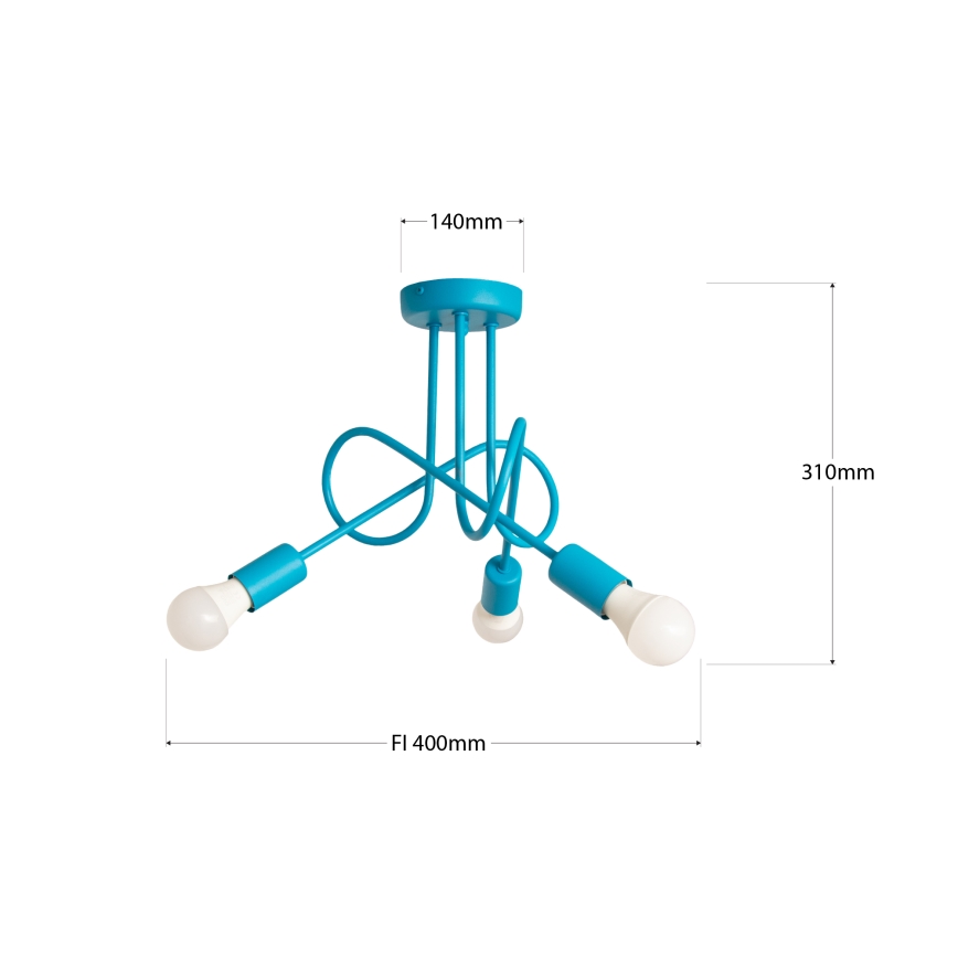 LED Detský prisadený luster OXFORD 3xE27/15W/230V modrý