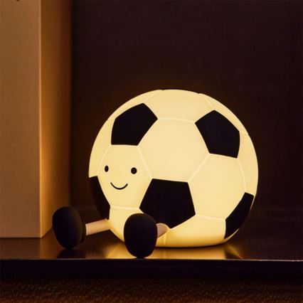 LED Stmievaťelná detská dotyková lampa FUTBAL LED/2W/5V USB 1200 mAh biela/čierna