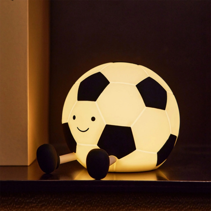 LED Stmievaťelná detská dotyková lampa FUTBAL LED/2W/5V USB 1200 mAh biela/čierna