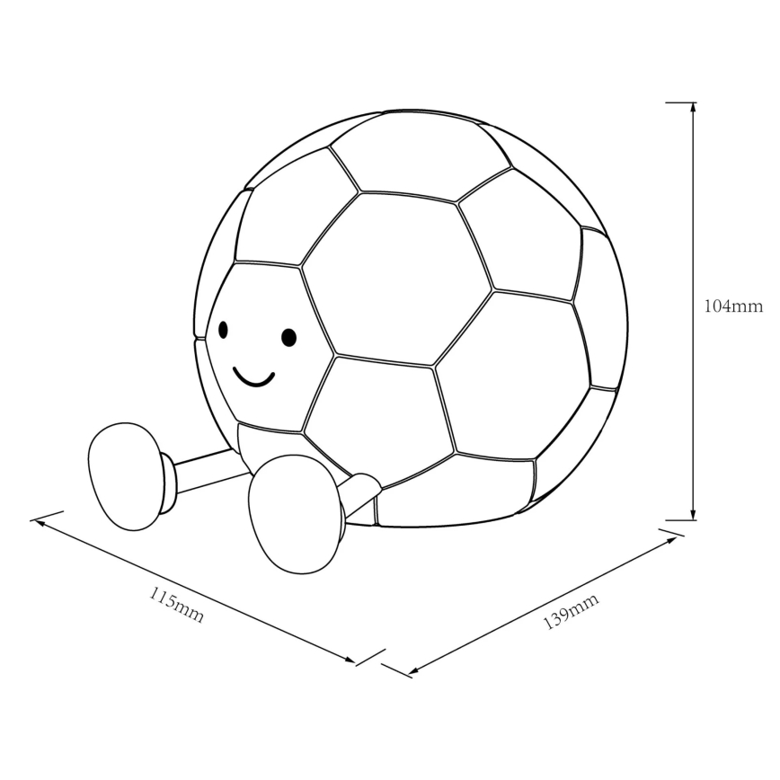 LED Stmievaťelná detská dotyková lampa FUTBAL LED/2W/5V USB 1200 mAh biela/čierna