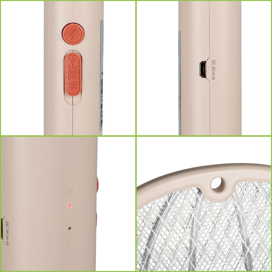 LED Elektrický lapač hmyzu 2v1 500 mAh/5V béžová