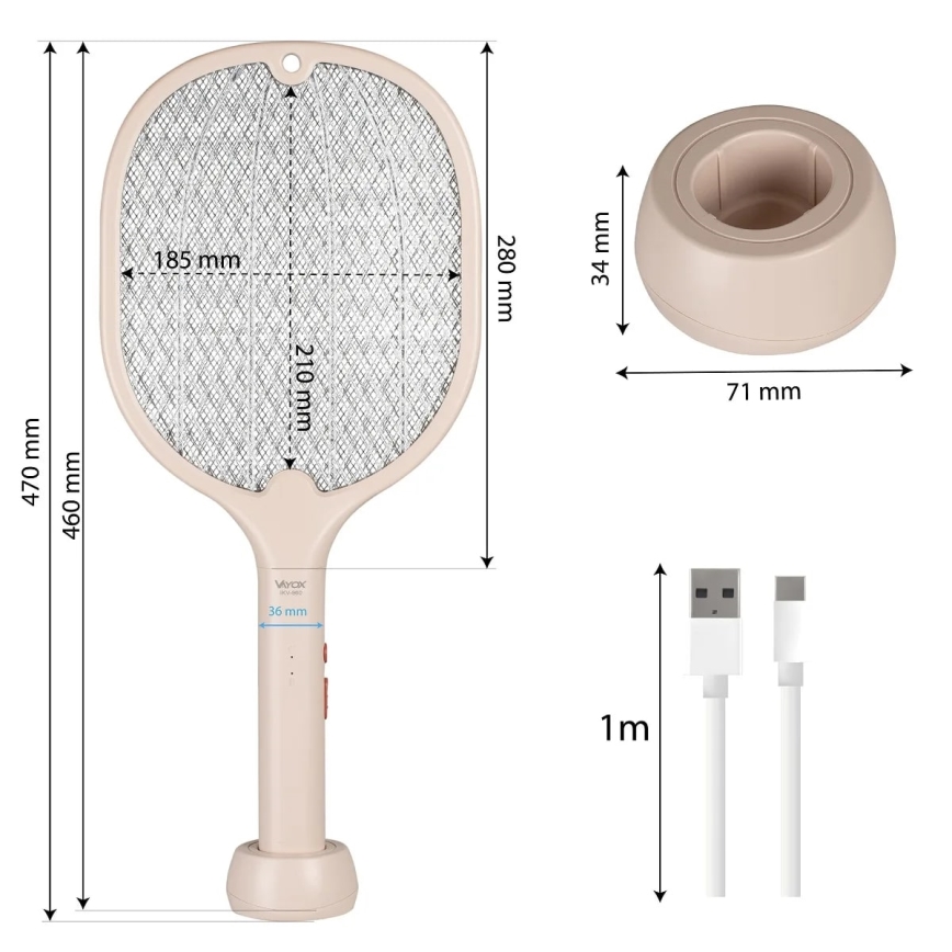 LED Elektrický lapač hmyzu 2v1 500 mAh/5V béžová