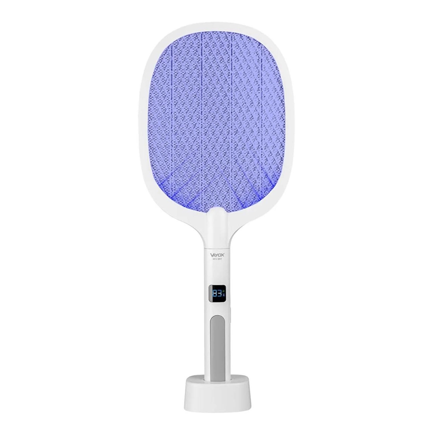 LED Elektrický lapač hmyzu 2v1 s LCD displejom 1200 mAh/5V biela