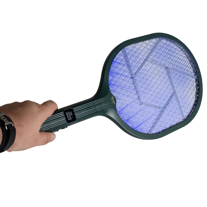 LED Elektrický lapač hmyzu 2v1 s LCD displejom 1200 mAh/5V zelená