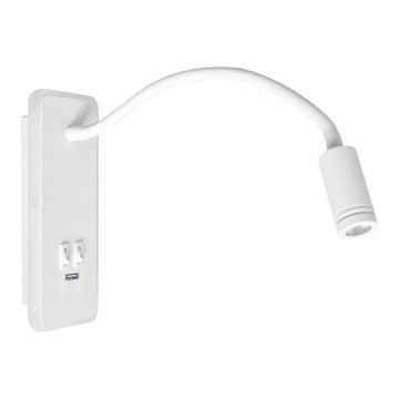 LED Flexibilná lampička BASE 1xLED/8W+1xLED/2W/230V biela
