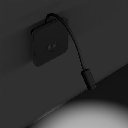 LED Flexibilná nástenná lampička BASE 1xLED/8W+1xLED/2W/230V čierna/strieborná