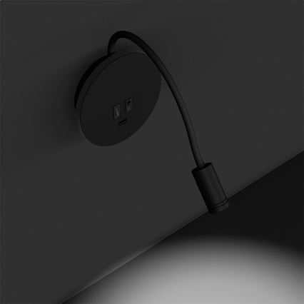 LED Flexibilná nástenná lampička BASE 1xLED/8W+1xLED/2W/230V čierna/strieborná