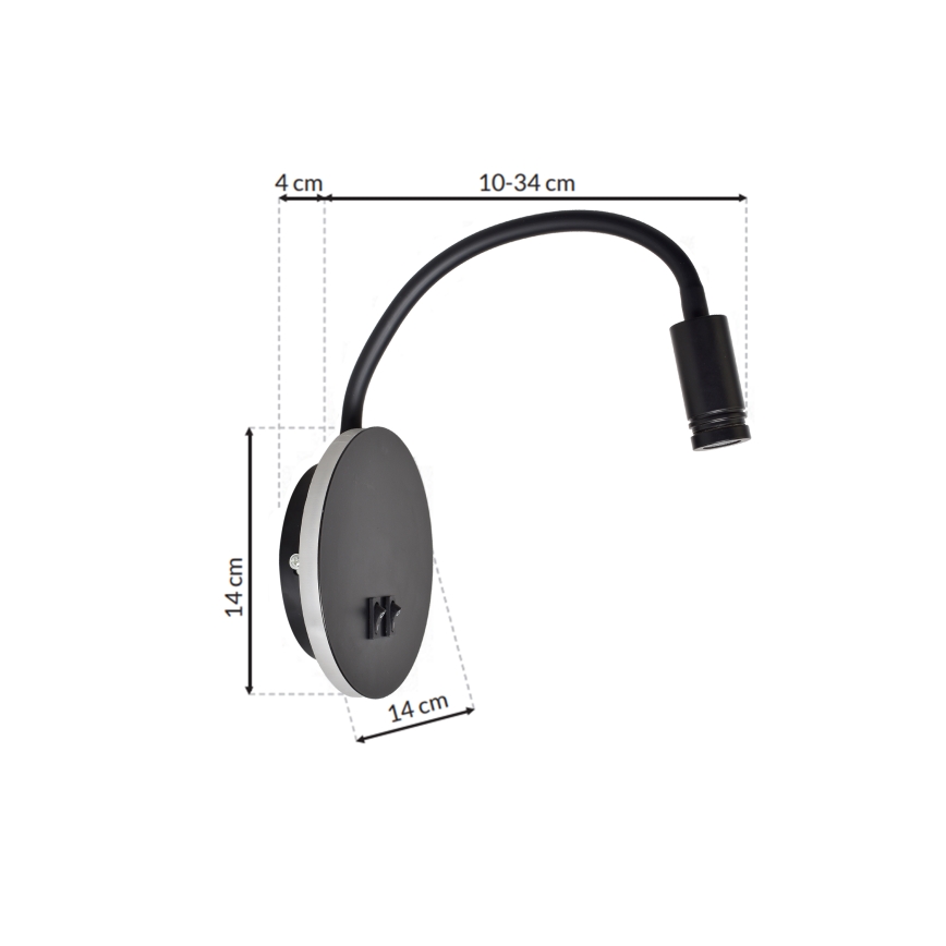 LED Flexibilná nástenná lampička BASE 1xLED/8W+1xLED/2W/230V čierna/strieborná