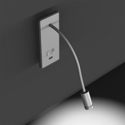LED Flexibilná nástenná lampička s USB BASE 1xLED/8W+1xLED/2W/230V biela