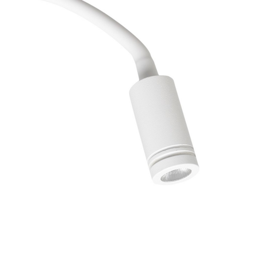 LED Flexibilná nástenná lampička s USB BASE 1xLED/8W+1xLED/2W/230V biela