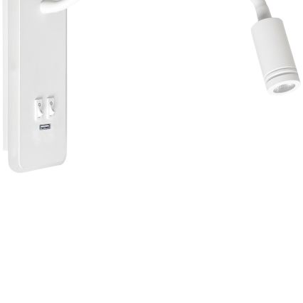 LED Flexibilná nástenná lampička s USB BASE 1xLED/8W+1xLED/2W/230V biela