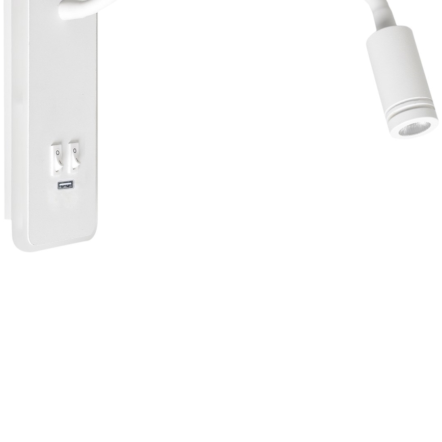 LED Flexibilná nástenná lampička s USB BASE 1xLED/8W+1xLED/2W/230V biela