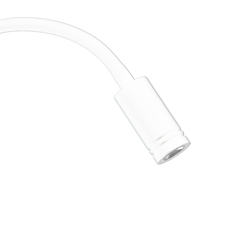 Nástená lampa s ohybným ramenom (10-34 cm) a štvorcovou základňou (14x14 cm) je pripevnená na stenu. Rozmery základne sú 14 cm x 14 cm, výška ramena je 4 cm.