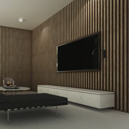 Prst ovláda biely obdĺžnikový prístroj s dotykovým panelom a niekoľkými kruhovými indikátormi. Panel zobrazuje kruhový symbol a šesť malých kruhov. Text pod prístrojom: „3 IN 1 COLOR TEMPERATURE SWITCH“.