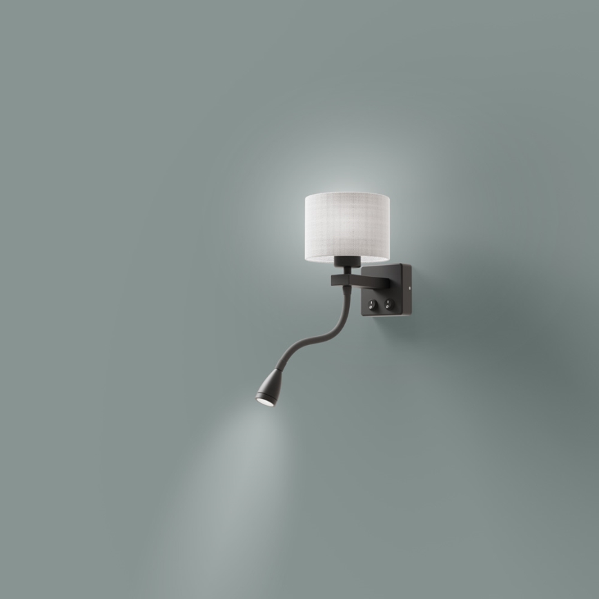 LED Flexibilné svietidlo POLO 1xE27/40W+LED/2W 230V čierna