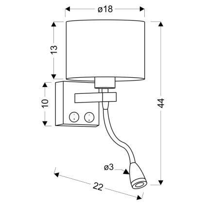 LED Flexibilné svietidlo POLO 1xE27/40W+LED/2W 230V čierna