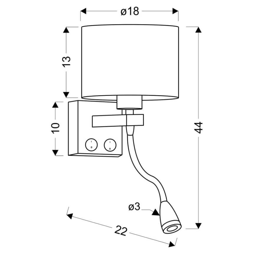 LED Flexibilné svietidlo POLO 1xE27/40W+LED/2W 230V čierna