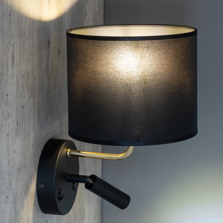 LED Flexibilné svietidlo RICHI 1xE27/15W/230V + LED/3W/230V čierna