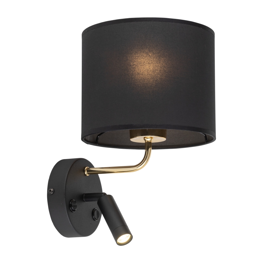LED Flexibilné svietidlo RICHI 1xE27/15W/230V + LED/3W/230V čierna