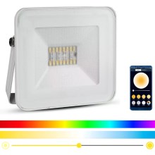 LED Inteligentný stmievateľný RGB reflektor LED/20W/230V IP65 biela