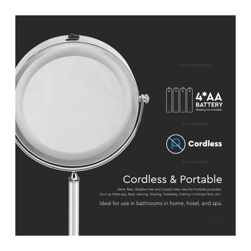 LED Kozmetické zrkadielko LED/3W/6V 4xAA IP44