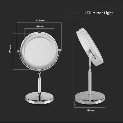 LED Kozmetické zrkadielko LED/3W/6V 4xAA IP44