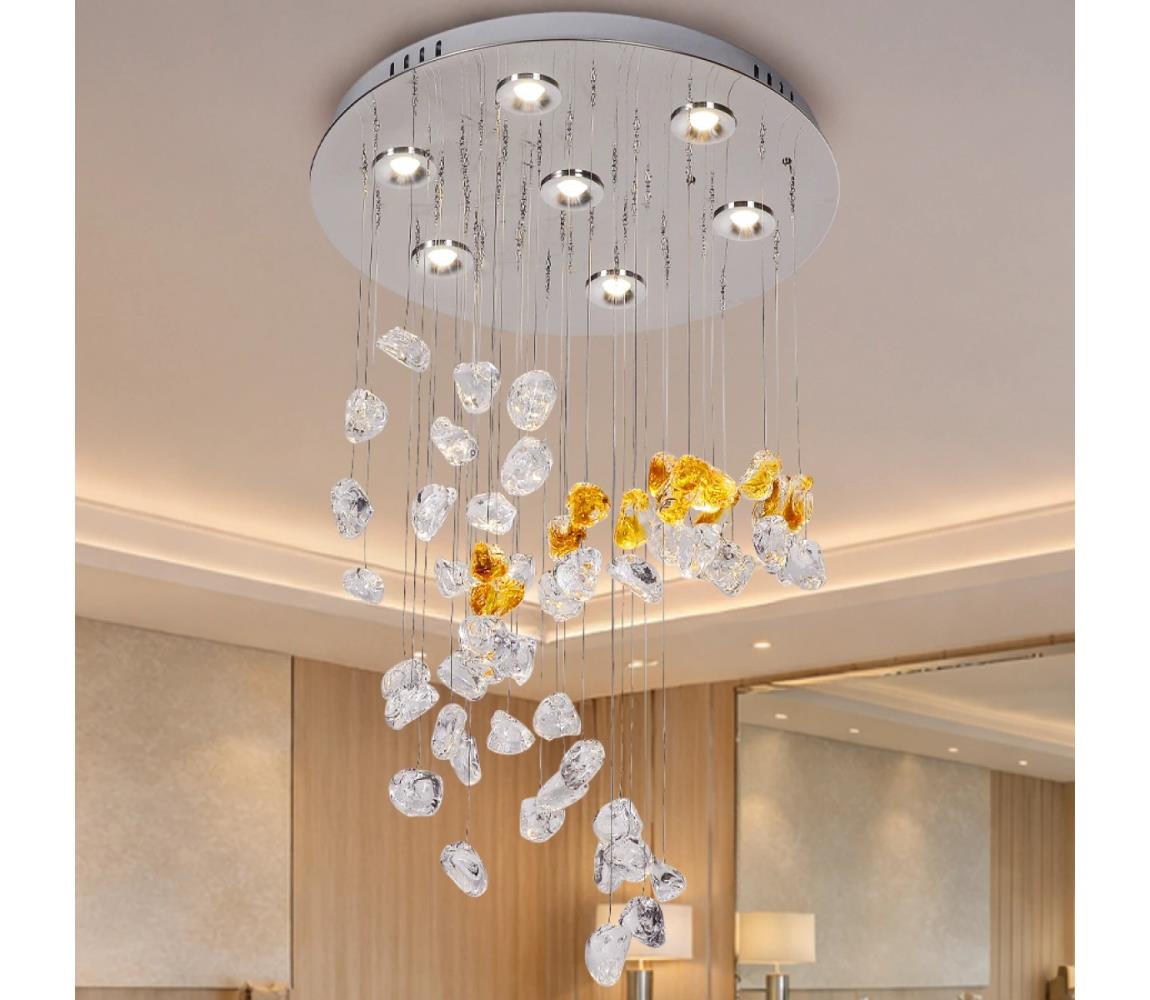 LED krištáľové stropné svietidlo AVARA LED/24W/230V, priemer 40 cm, lesklý chróm + diaľkové ovládanie N3030