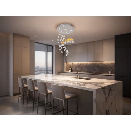 LED Krištáľové stropné svietidlo AVARA LED/24W/230V pr. 40 cm lesklý chróm + diaľkové ovládanie