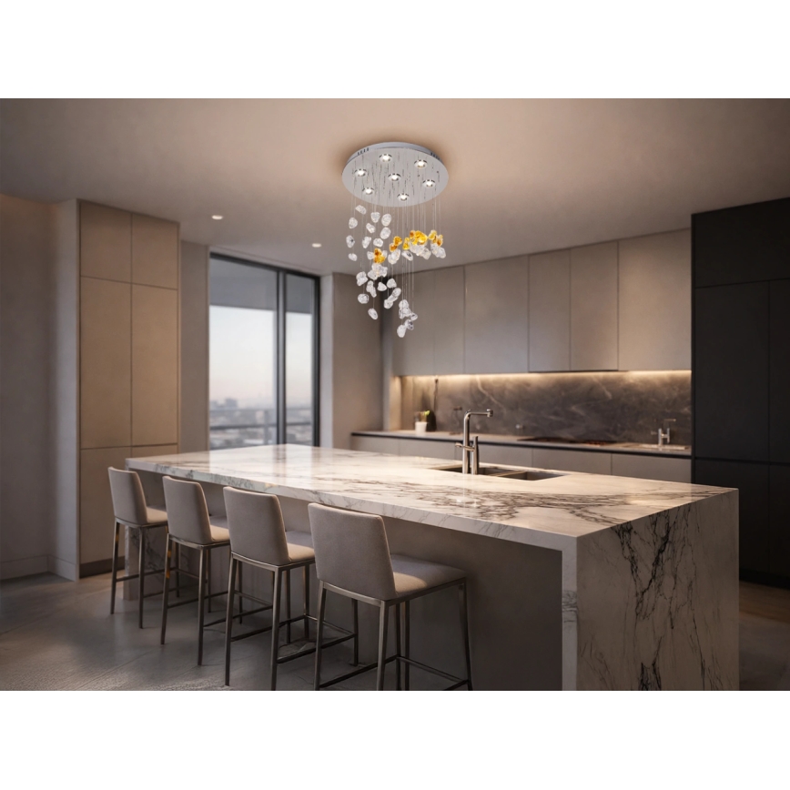 LED Krištáľové stropné svietidlo AVARA LED/24W/230V pr. 40 cm lesklý chróm + diaľkové ovládanie