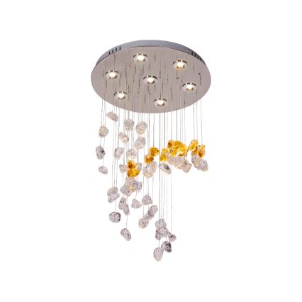 LED Krištáľové stropné svietidlo AVARA LED/24W/230V pr. 40 cm lesklý chróm + diaľkové ovládanie