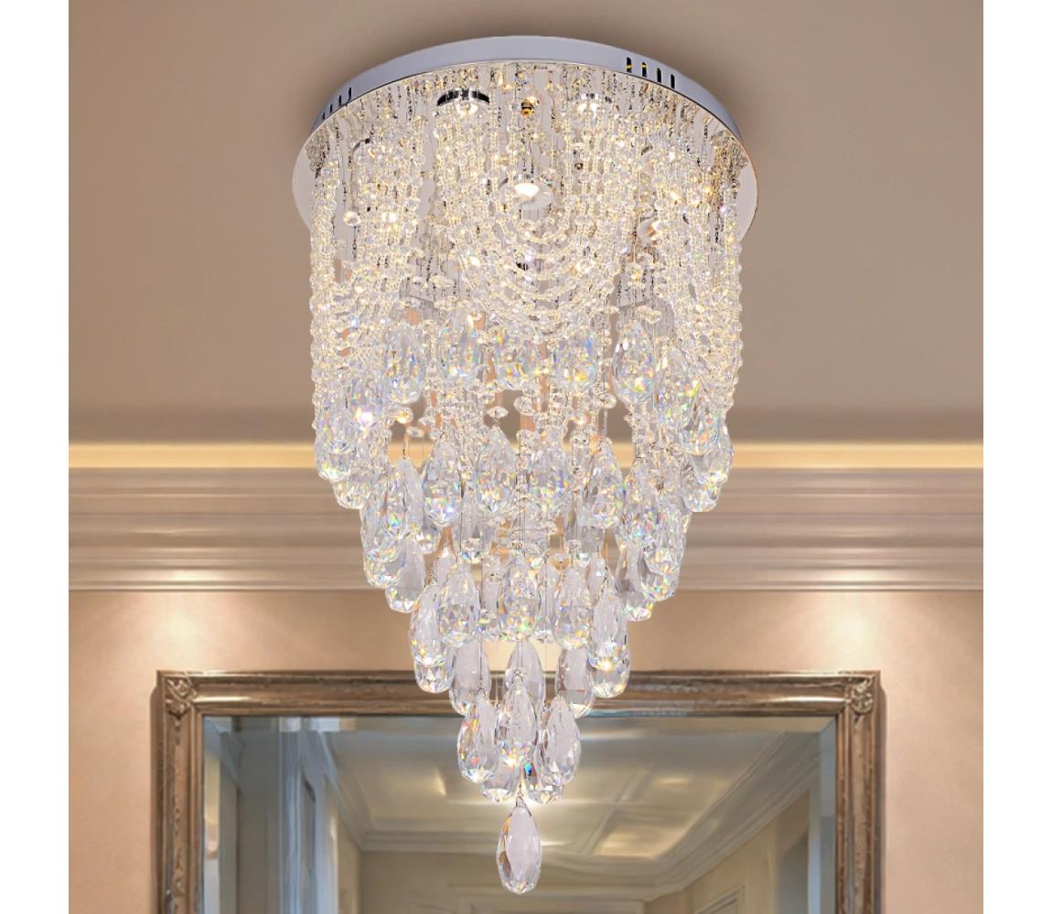 LED Krištáľové stropné svietidlo MAJURO LED/30W/230V pr. 40 cm lesklý chróm + diaľkové ovládanie N3000