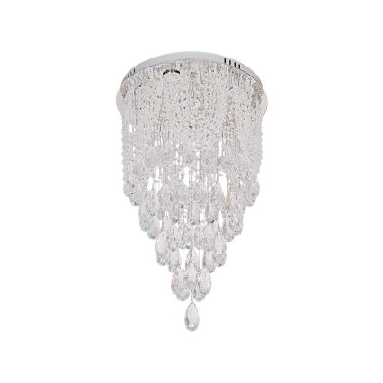 LED krištáľové stropné svietidlo MAJURO LED/30W/230V pr. 40 cm lesklý chróm + diaľkové ovládanie