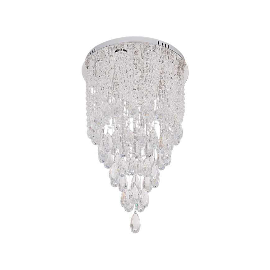 LED krištáľové stropné svietidlo MAJURO LED/30W/230V pr. 40 cm lesklý chróm + diaľkové ovládanie